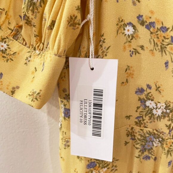 New Reformation Lillet Floral Mini Dress Felicity Yellow 10 $218 - Picture 6 of 8